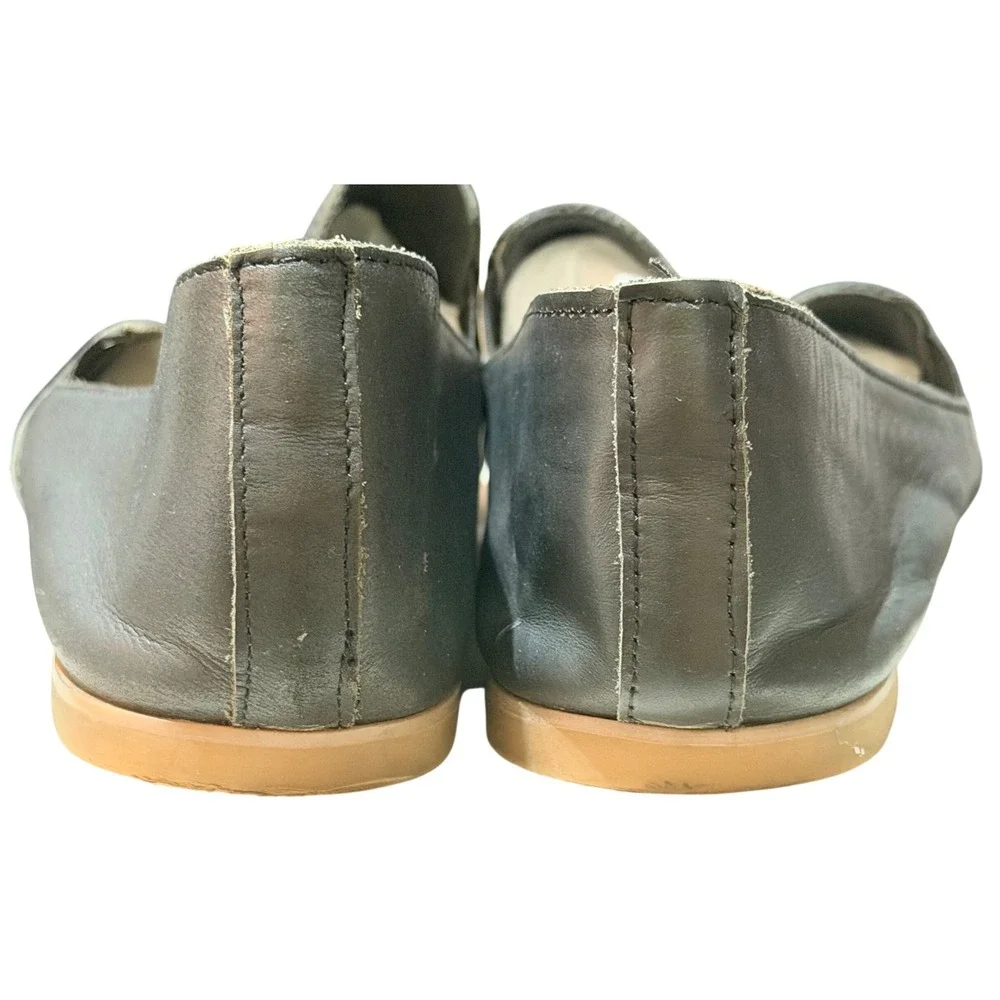 Lucky Brand Emmie Flat Shoes Womens 8.5 Black Leather Slip On Ballet Minimalist